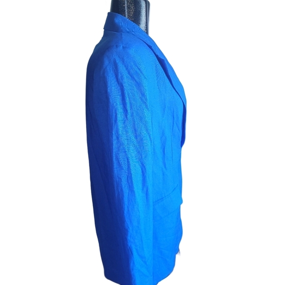 H&M Blue Linen Blend Single Breasted Blazer S - Picture 5 of 8